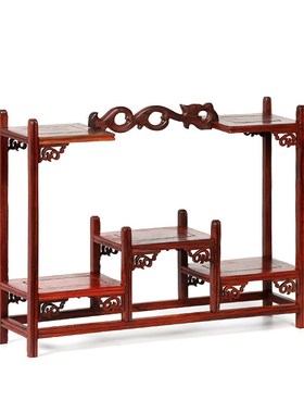 红木小型博古架红色紫砂壶架茶具架子红酸枝实木托架多宝阁架底座
