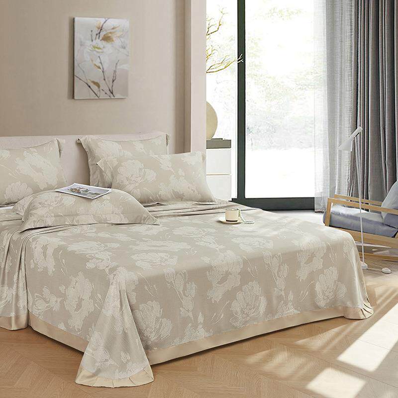 提花竹纤维凉席三件套可机洗水洗夏季凉爽床单双人折叠空调凉席子