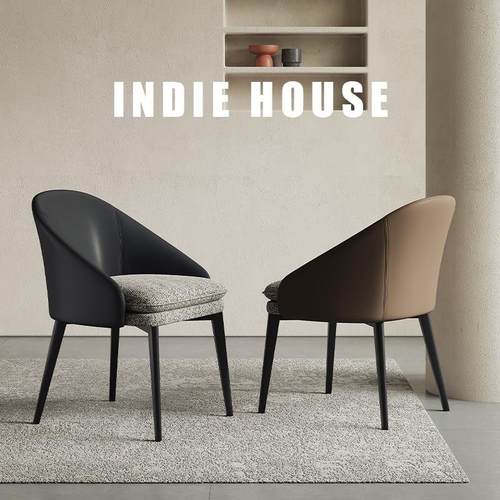 年现代简约餐椅家用意式极简靠背餐椅高级感轻奢餐厅岛台椅子