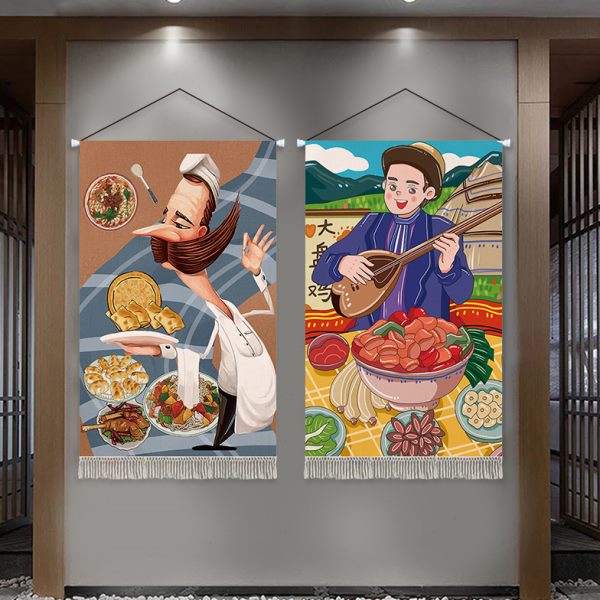 新疆特色布艺挂画民族风挂毯民宿餐厅饭店墙面装饰美食背景布挂布图片