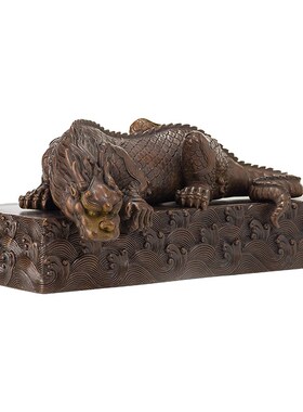 铜麒麟摆件镇水兽吸水兽龙王蚣蝮客厅玄关办公室装饰乔迁新居礼物