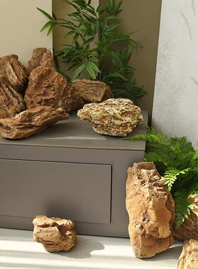 仿真黄色玻璃钢石头不规则千层石造景橱窗户外园林越野景观假石