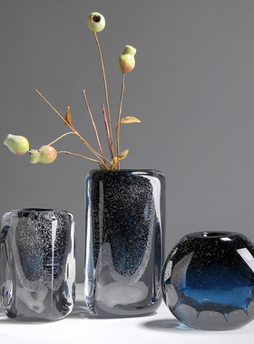 艺术品琉璃彩色花瓶可水培玻璃摆件酒店样板房装饰品客厅玄关摆设