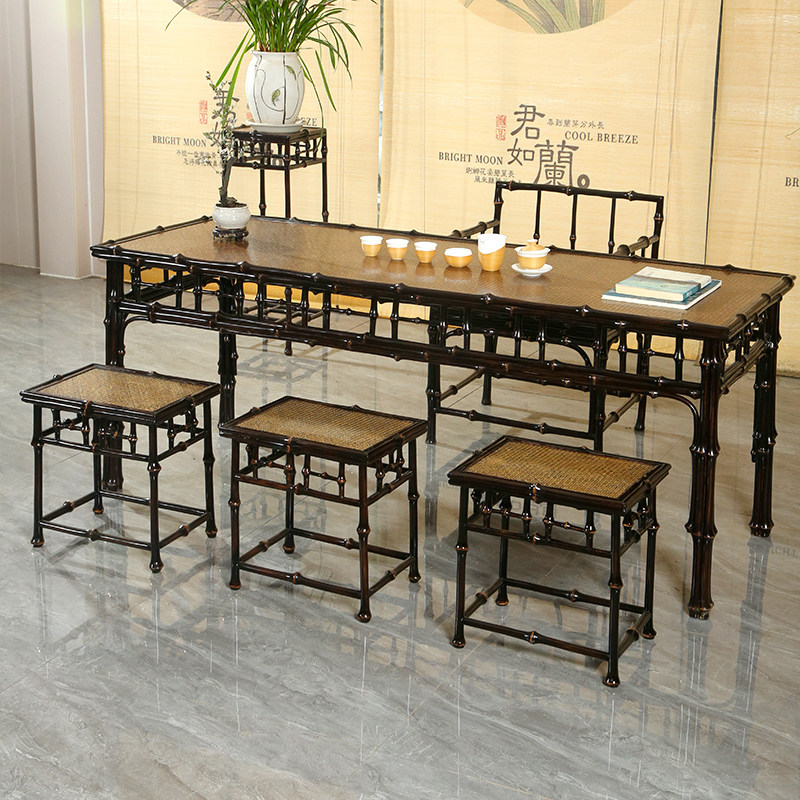 仿古中式大漆筇竹家俱方凳茶几长方形茶桌椅组合休闲茶室茶道家俱,住宅家具,家用茶台/茶桌,淘宝优惠券,粉丝福利购,淘宝优惠卷