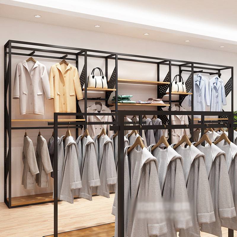 复古服装店展示架铁艺衣架落地式中岛架女装店货架展架收纳工业风