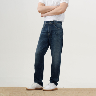 养牛蓝酵洗四面弹男牛仔裤