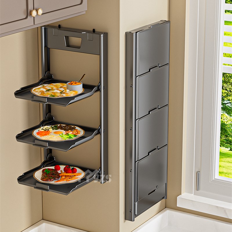 厨房备菜置物架免打孔菜盘架备菜B架可折叠壁挂式多层多功能配菜