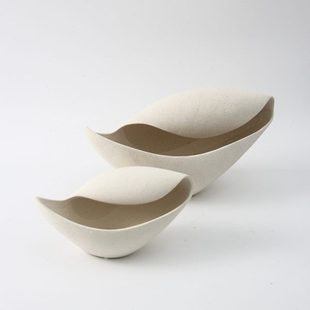 餐桌摆件 简约现异形陶瓷花家居样板间售楼中心卷边插花器软装