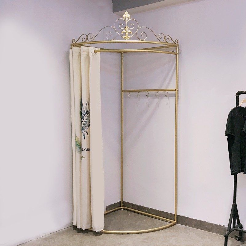 铁艺服装店墙角试衣间 简易拆卸试衣间 棉麻帆布印刷DIY 更衣室