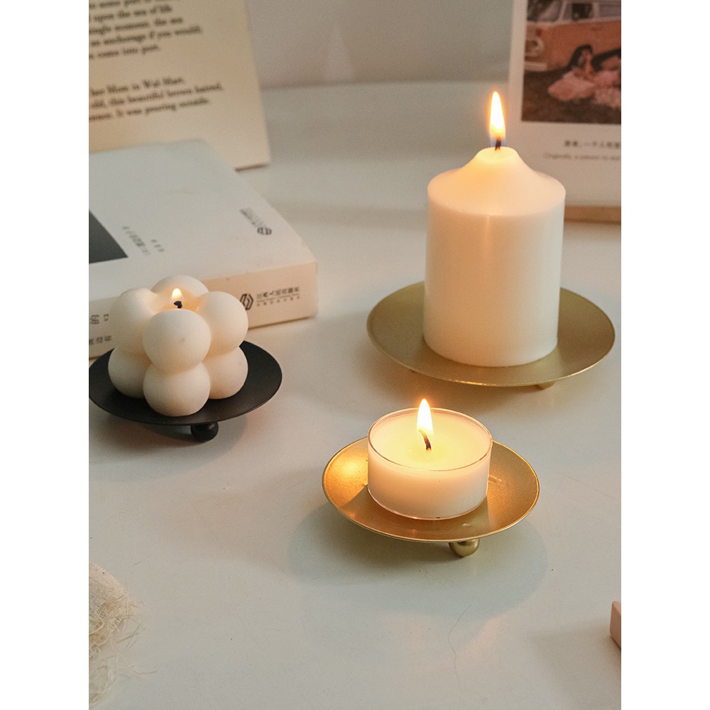 欧洲覆古的铁烛台饰品珠宝展示托盘在香味蜡烛金属烛台装饰托盘