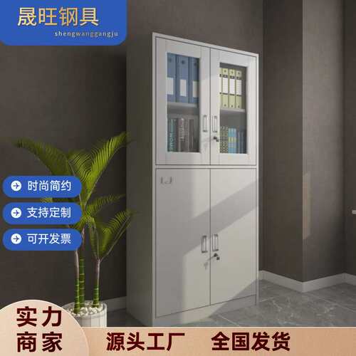 文件柜办公室会计财务凭证柜带锁资料柜员工储物柜管理简约风防火