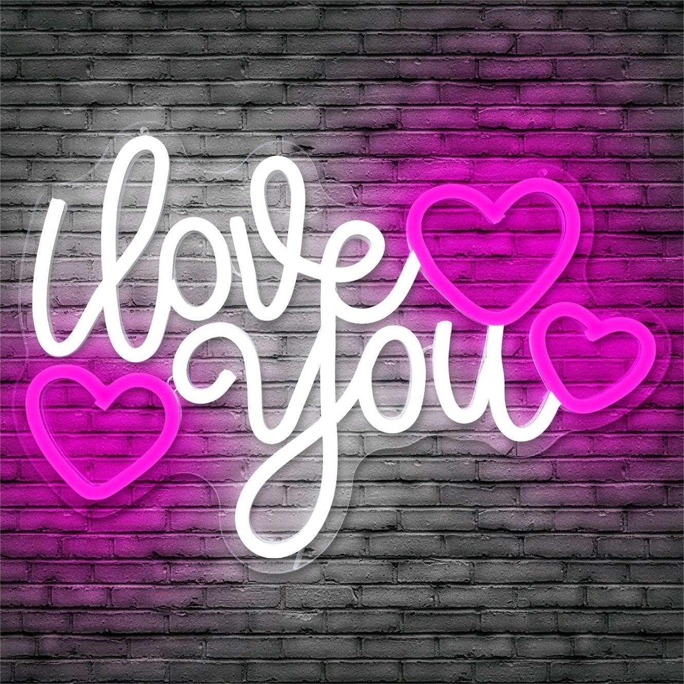 LOVE求婚示爱情侣餐厅心跳表白派对LED发光灯牌霓虹灯神器可调光