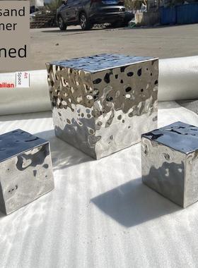 高端轻奢不锈钢几何水波纹落地式装饰饰品酒店金属抽象广场艺术雕