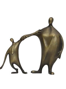 现代创意金属人物雕塑摆件父与子摆件客厅茶几玄关餐桌艺术装饰品