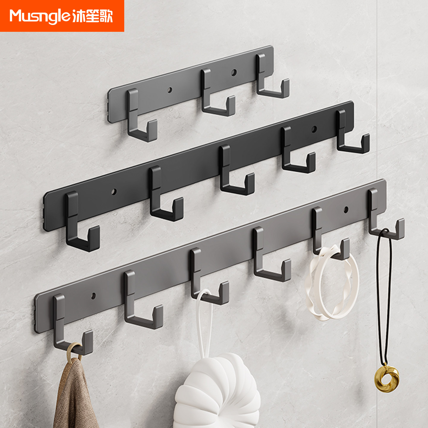 浴室挂钩免打孔太空铝排钩卫生间置物架墙上壁挂式强力粘钩挂衣钩
