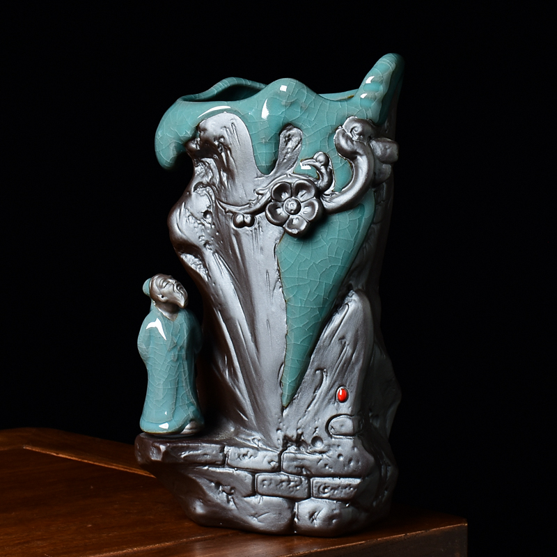 创意花盆紫砂兰花专用高款老桩飘枝造景盆禅意中式家用.绿植盆景