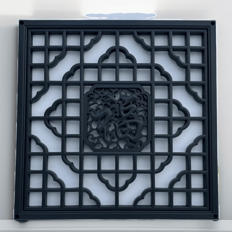 镂空砖雕影壁墙福字仿古窗花树脂中式一体墙面装饰件塑料方形透窗