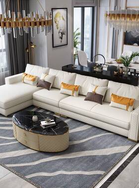 轻奢沙发高端大小户型沙发客厅转角沙发后现代简约皮沙发SF705