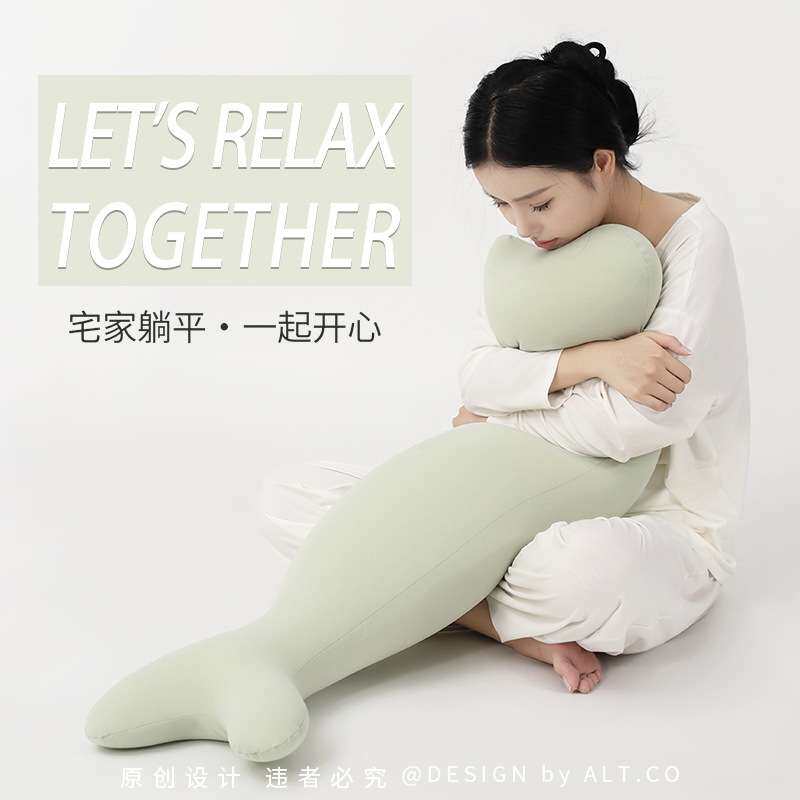 海豚玩偶睡觉抱枕抱睡公仔可爱床上侧睡夹腿女生专用安抚长条枕头
