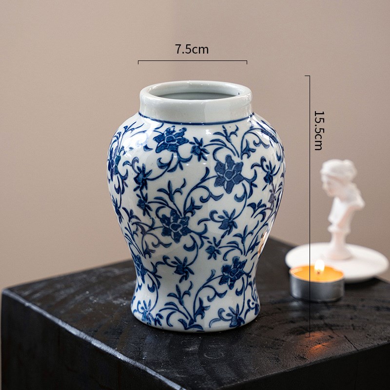 复古迷你陶瓷花瓶粉色青花w瓷感水培鲜花绿植客厅插花装饰摆D&