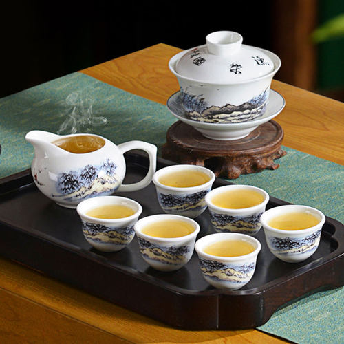 红玫瑰骨瓷中国风功夫茶具套装