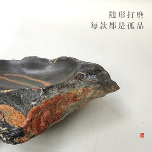 灵璧石天然原石墨砚台墨海墨盒池手工文房四宝书法专用徐工砚孤品