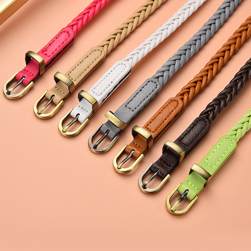 编织腰带女款百搭牛仔裤