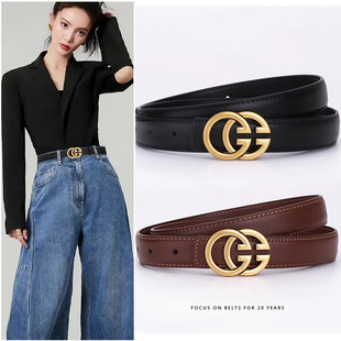 带高级感 裤 双G字母女士真皮带牛皮腰带百搭装 饰商务休闲简约时尚