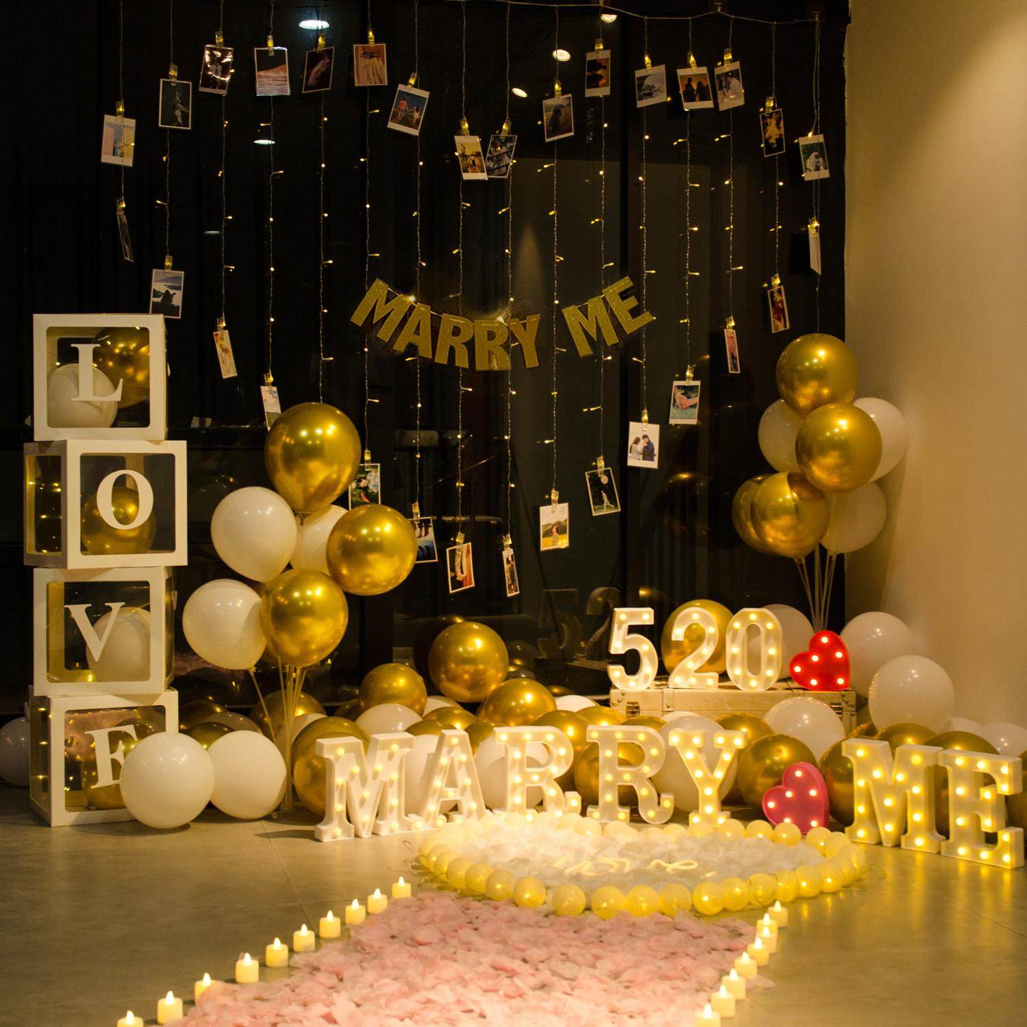 简约房间求婚布置场景爱心装饰灯创意用品室内外表白神器浪漫惊喜