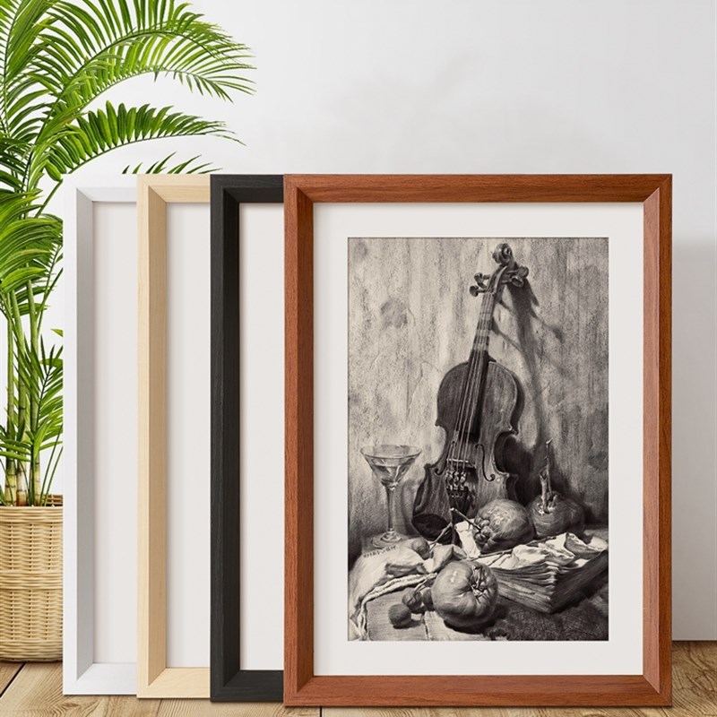 相框木质挂墙纸画框四k八8K开空框儿童油画装裱寸相框边框