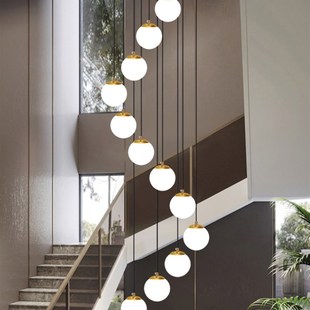 楼梯长吊灯别墅旋转l公寓挑高客厅楼梯间灯复式楼大楼梯灯吊灯