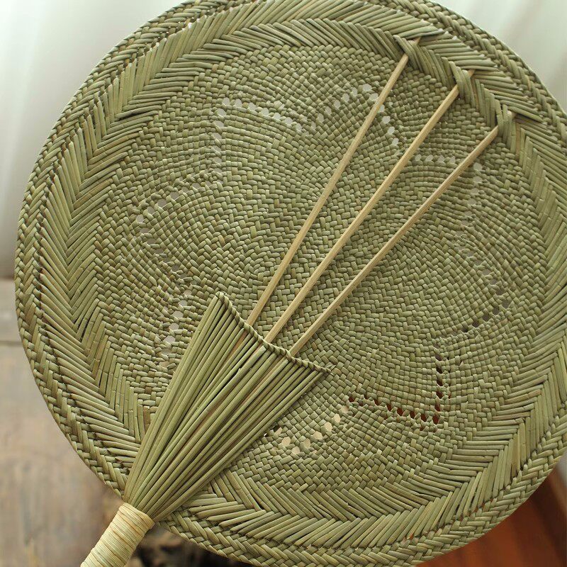 异兴席草蒲扇手工编织夏季老式古风团扇国风手摇草编竹编扇子,特色手工艺,竹编/竹雕,淘宝优惠券,粉丝福利购,淘宝优惠卷