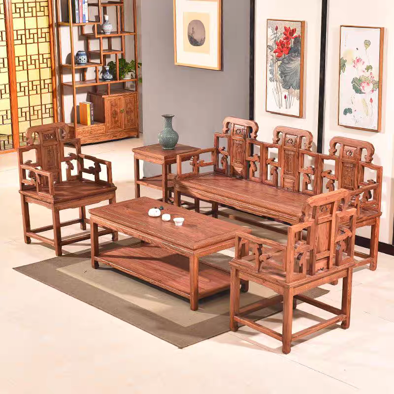 全实木沙发组合现代中式客厅家具小户型客厅冬夏两用转角储物沙发