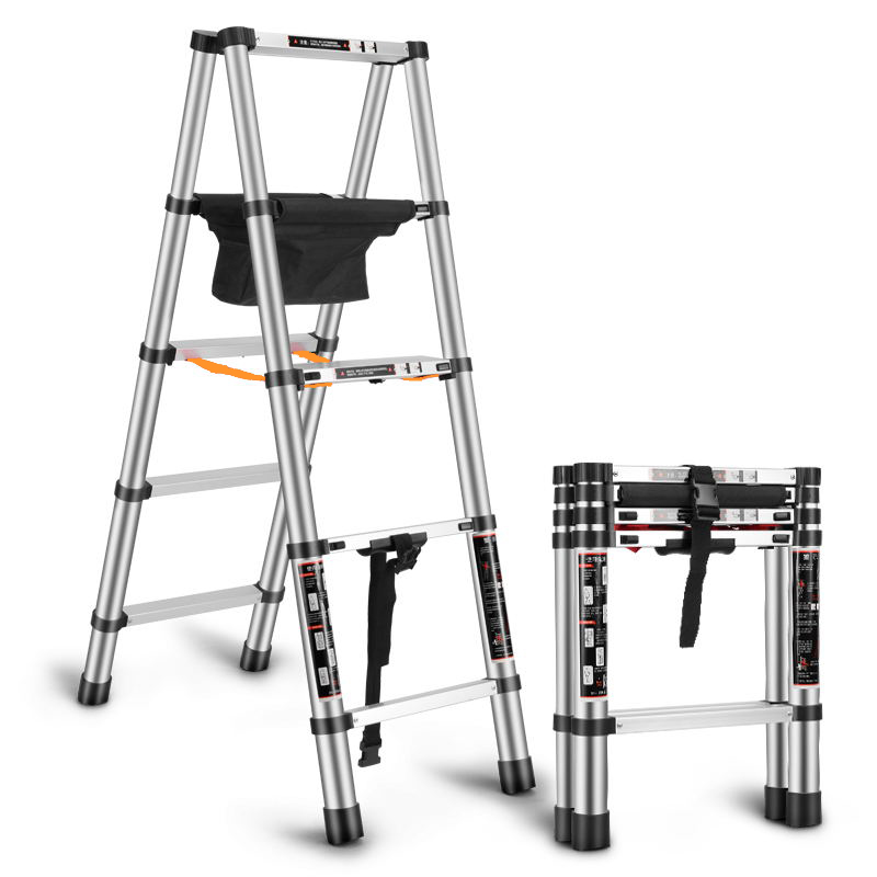 可行走人字梯伸缩木工梯子加厚铝合金伸缩梯升降梯多功能工程梯