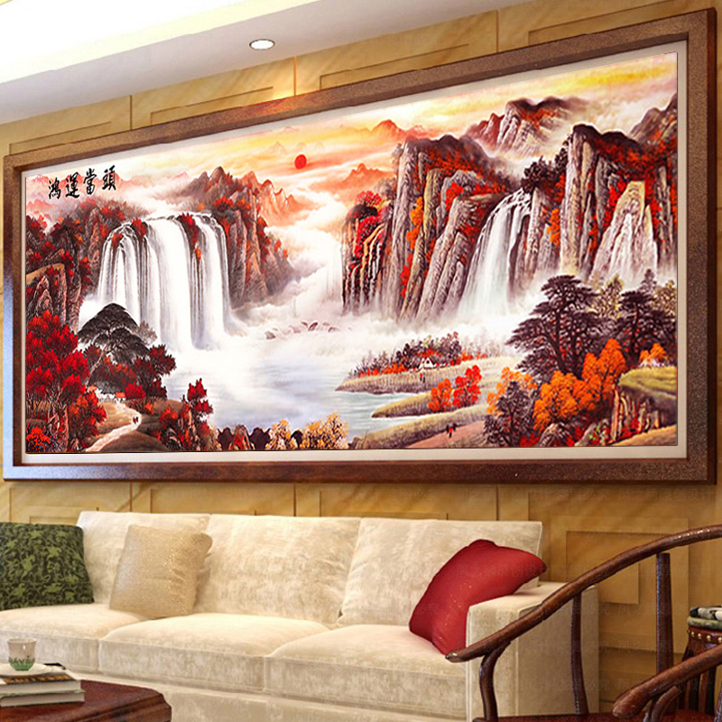 宣绒布钻石画满钻2024新款客厅5d钻石绣鸿运当头贴钻画流水生财