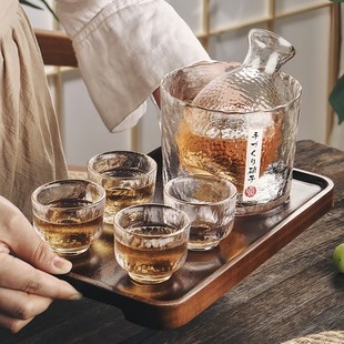 家用清酒壶清酒杯子老式 耐热玻璃黄酒温酒器套装 温U酒壶热酒烫酒
