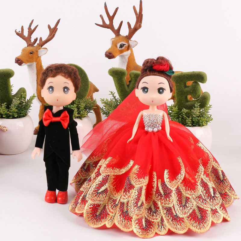 婚车娃娃一对插件结婚装饰用品情侣婚纱公仔对婚车花小人娃娃玩偶