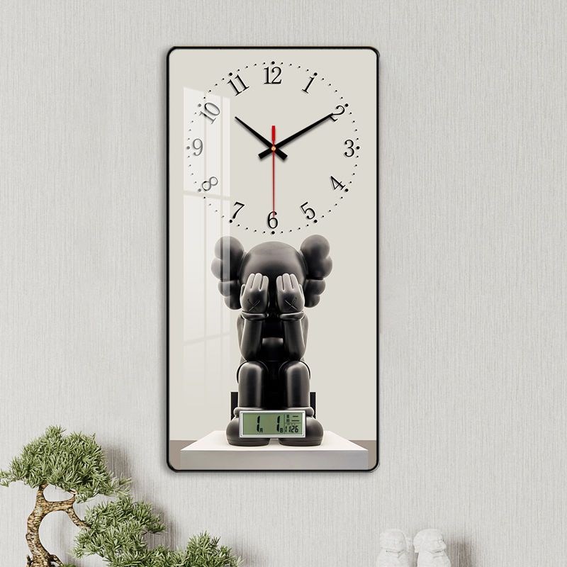 新款暴力熊日历钟表挂钟客厅家用时钟挂墙现代墙上竖版钟表装饰画
