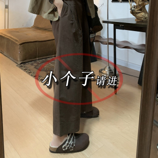 梨形身材小个子155七分水洗棉休闲裤女秋冬款高腰八九分阔腿裤xxs