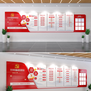 党务公开栏党员活动室廉政文化墙党建文化墙设计形象墙CDR/AI模版