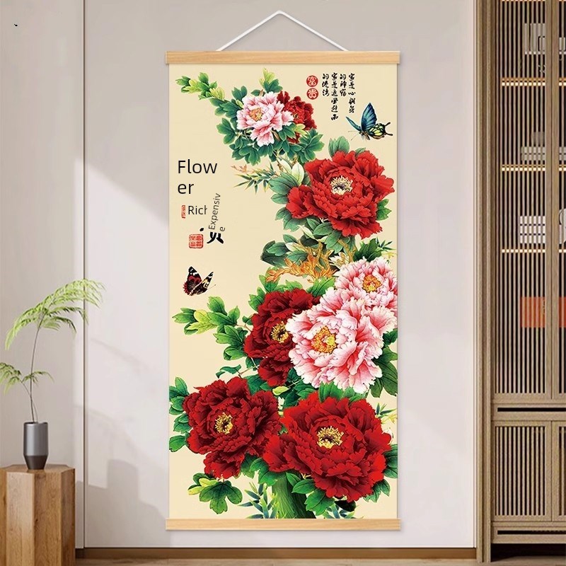 花开富贵牡丹图国画办公室挂画客厅背景墙装饰壁画玄W关新中式挂