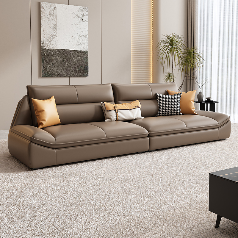 办公真皮沙发商务头层牛皮休息区接待室直L排三人位洽谈会客区现