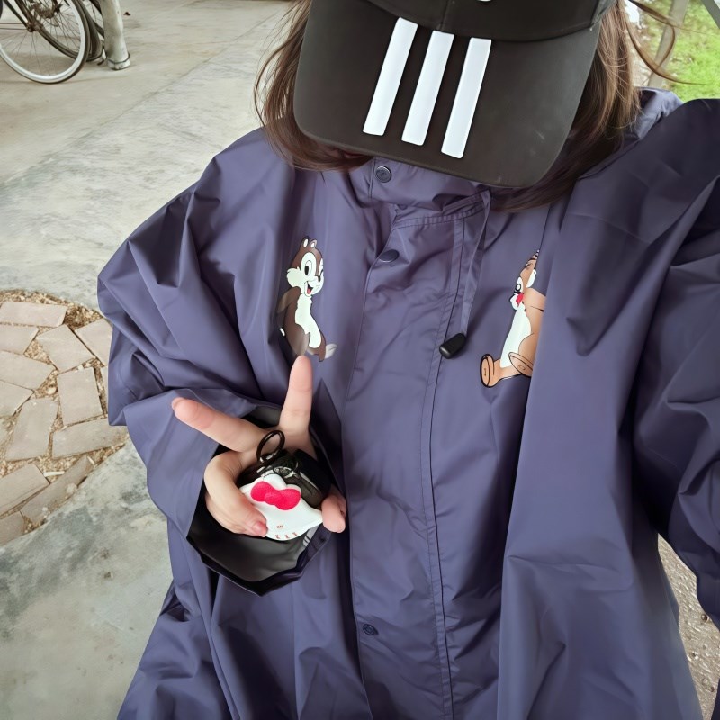 【可爱花栗鼠!】电动车雨衣穿脱方便H防暴雨加厚加大雨披学生女款