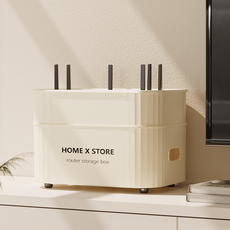 路由器收纳盒桌面电视机上盒置物架电线无线网wifi盒子放置架光猫
