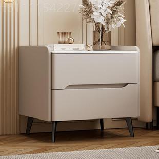 床头床柜收实木卧室高家用UOD轻奢现代简约纳储物柜小户型档岩板