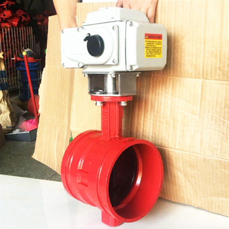 D981X-16电动沟槽蝶阀消防卡箍式开关电动阀门DN6580100125150200