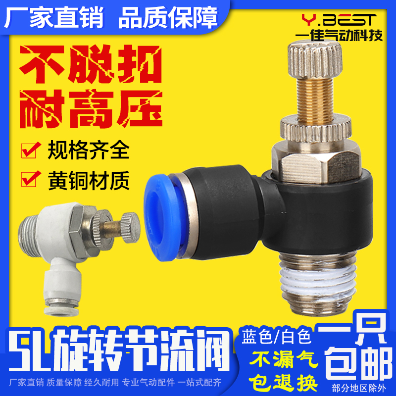 SL气动快速接头白色节流阀调速阀SL4/6/8/10/12-M501020304控制阀