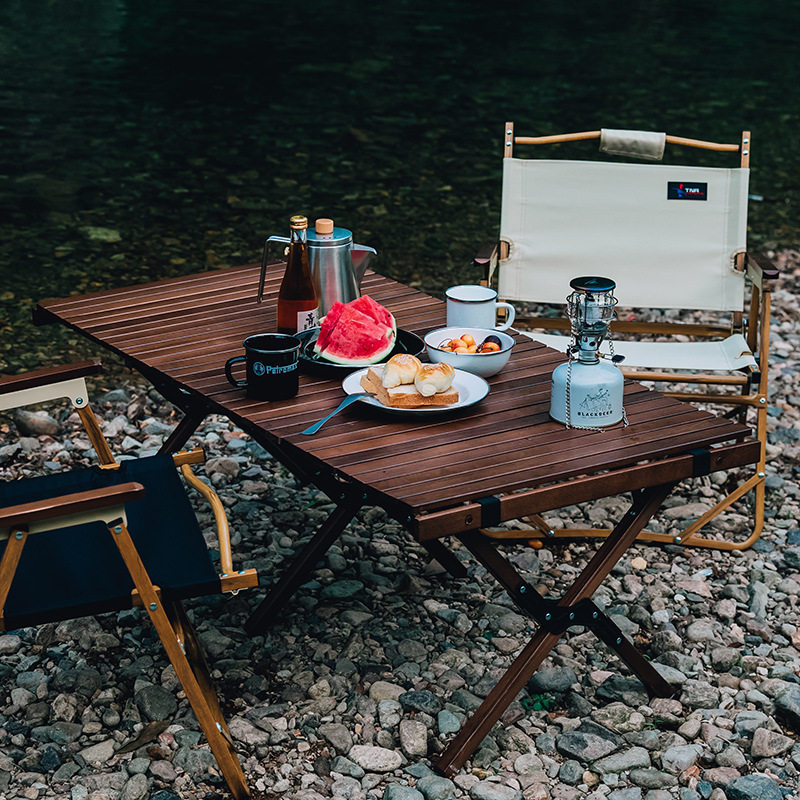 户外榉木蛋卷桌露营桌子轻便折叠桌野外餐桌长桌超轻烧烤装备用品