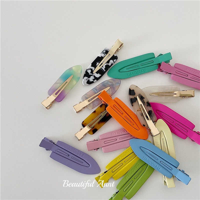 *漂亮的小姨妈* ins糖果彩鸭嘴刘海亮色边夹化妆面膜无痕碎发夹子