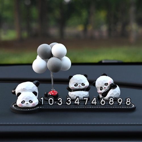 胖哒熊猫车载立体数字挪车电话牌汽车临时停车号码牌创意装饰摆件
